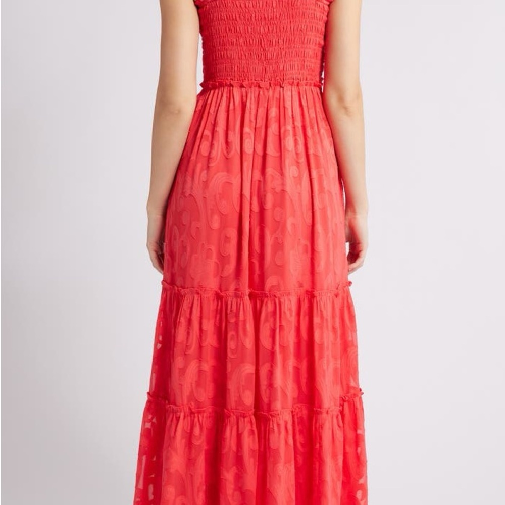 Lilly Pulitzer Coral Maxi Dress with Smocked Bodice - Picture 7 of 16